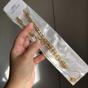 Fashion Jewelry Golden Double Layered Necklace